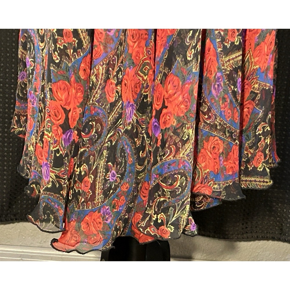 Vtg Victorias Secret ? 1990s Satin & Sheer Chiffon Floral Paisley Lace Maxi Slip - Picture 3 of 6